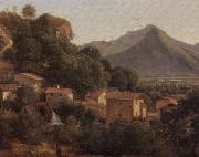 unknow artist View of a hill-top town in a mountainous landscpae china oil painting reproduction